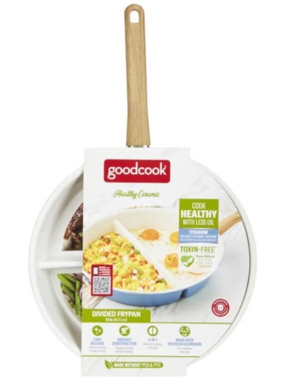 Good Cook 12" Ceramic Skillet (Blue/White)